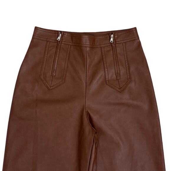 7 For All Mankind Wide Leg Brown Faux Leather Pants Size Women's 2 - Picture 4 of 6